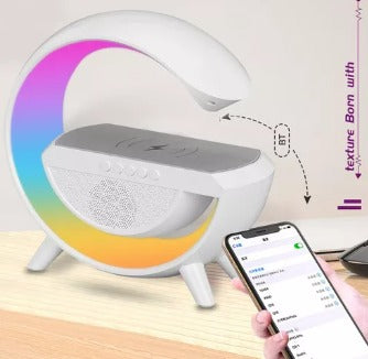 Altavoz Bluetooth G - Cargador inalámbrico + Lámpara LED + Reloj despertador