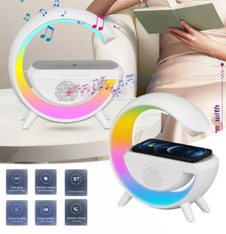 Altavoz Bluetooth G - Cargador inalámbrico + Lámpara LED + Reloj despertador
