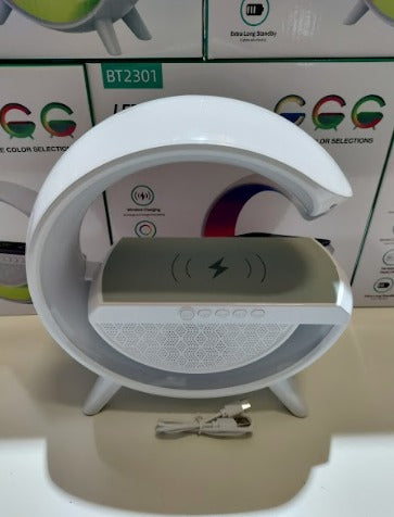 Altavoz Bluetooth G - Cargador inalámbrico + Lámpara LED + Reloj despertador
