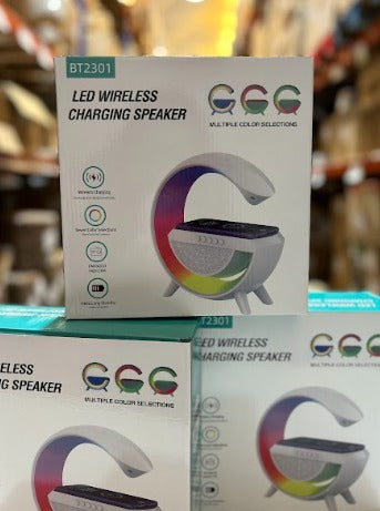 Altavoz Bluetooth G - Cargador inalámbrico + Lámpara LED + Reloj despertador