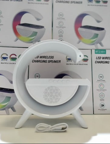 Altavoz Bluetooth G - Cargador inalámbrico + Lámpara LED + Reloj despertador